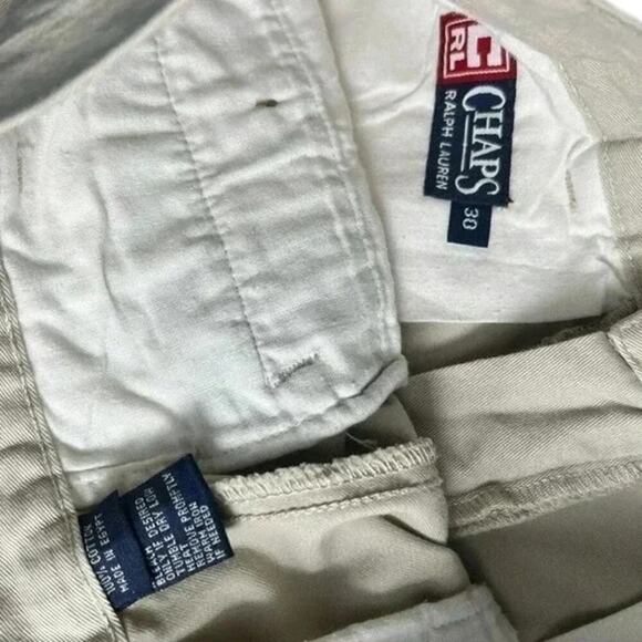 Vintage Chaps Ralph Lauren Pleated Chino Shorts Mens 30 Khaki Beige Classic Fit - Picture 6 of 7